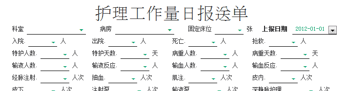 护理工作量日报送数据项目填写