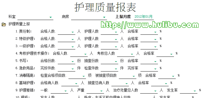 填写护理质量月度报告