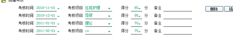 填写护士考核数据